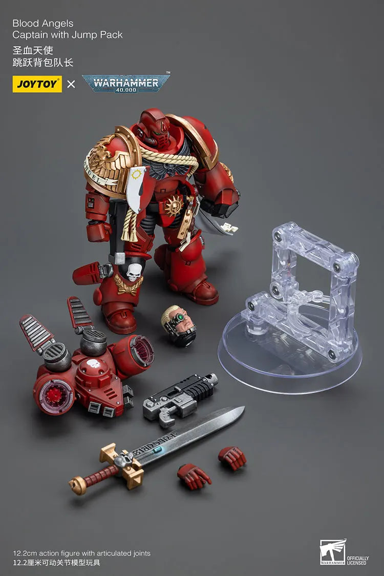 Joytoy Warhammer 1/18 Action Figures Blood Angels Jump Pack Squad Captain with Jump Pack Model Toy Boy Gifts 3.75inch
