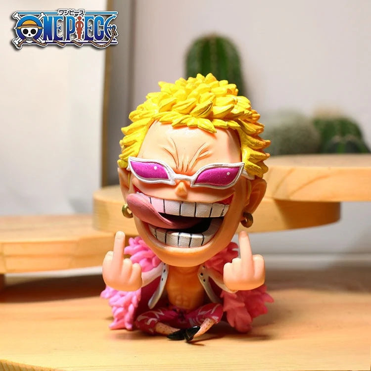 One Piece Chibi Big Head Statues - Luffy Zoro Sanji Nami Boa Hancock - Dashboard Ornaments, PC Case Decor, Collectible Figurines