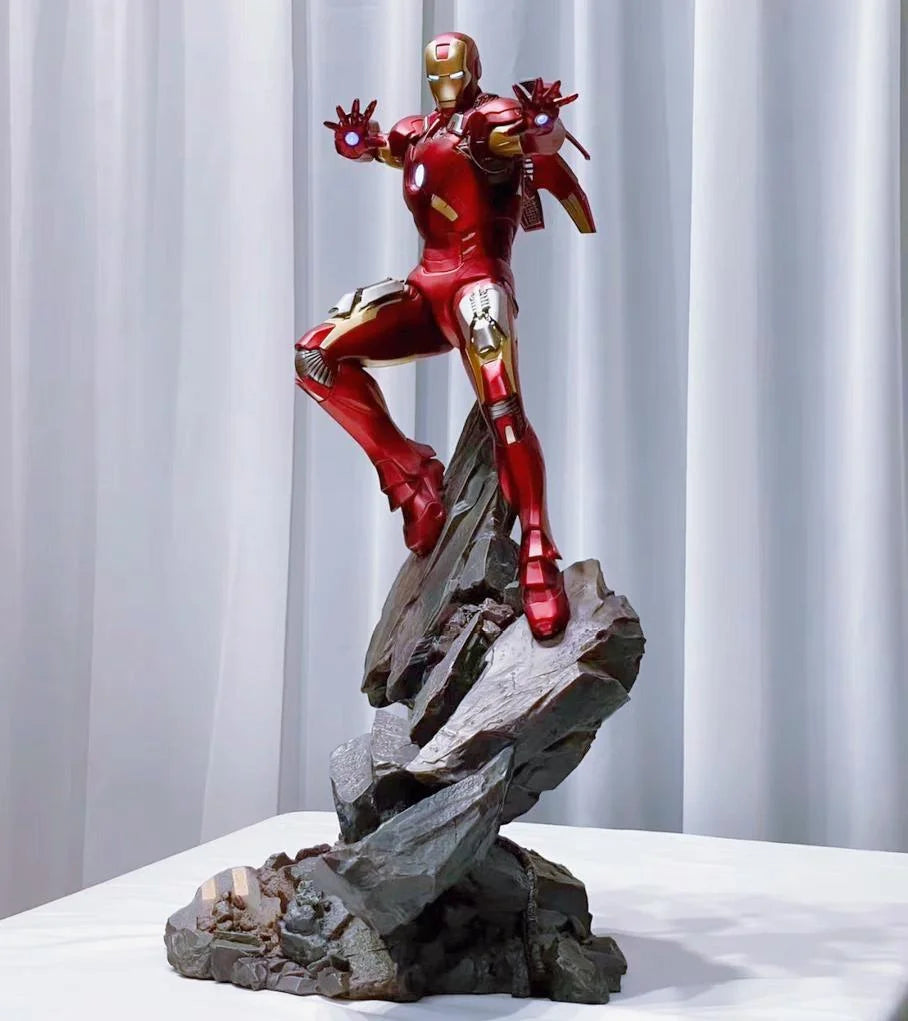Iron Man MK7 Full Body Statue Glowing Collectible GK Model Birthday Gift For Friends Avengers Alliance Action Figure Toy