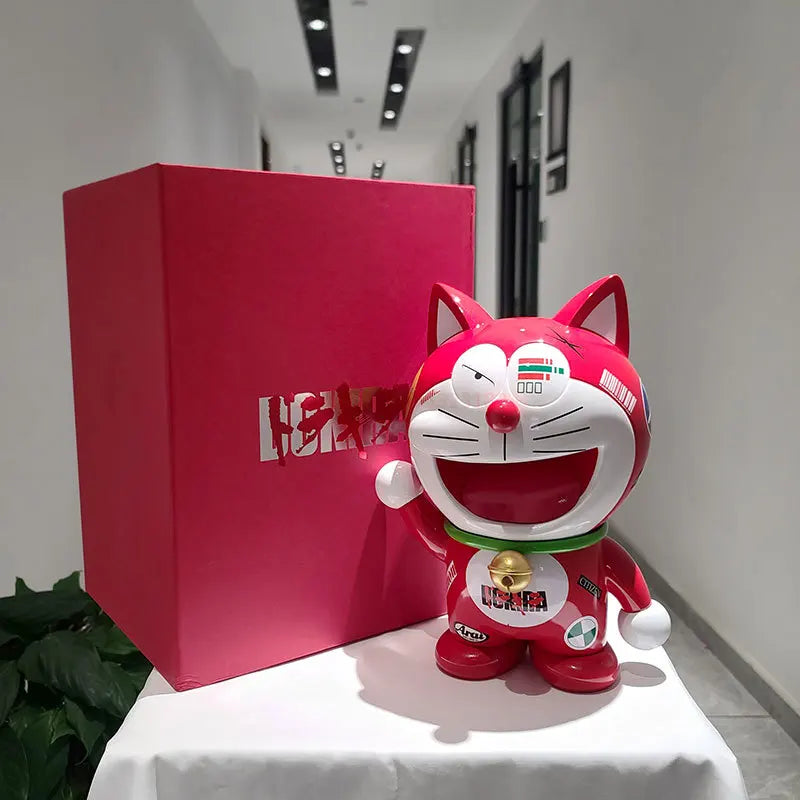 2023 New Kawaii Lucky Maneki-neko Doraemon Resin Mirror Plating Gk Toy Cute Desktop Decorative Birthday Gift For Store Opening