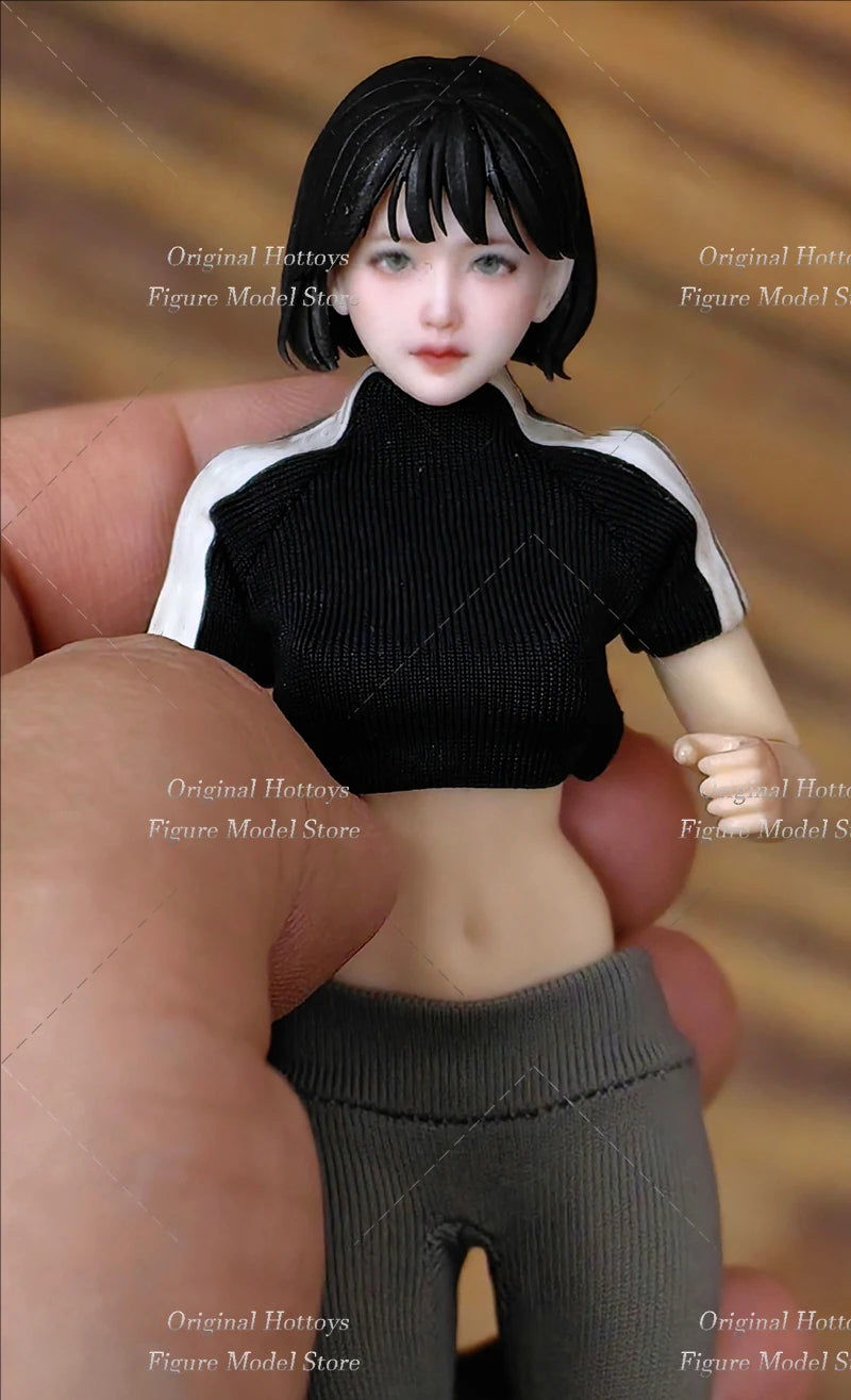 In Stock 1/12 Scale Female Soldier Head Sculpture Tang Li Short Hair Beauty Head Carving Fit 6-inches Action Figure Doll