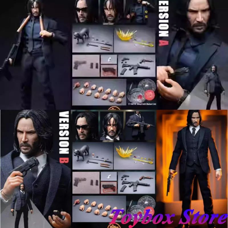 AT Custom Original 1/12 Keanu Reeves Suit Cloth Movable Man Action Figure John Wick：Chapter 4 Movie Original Mini 6" Soldier