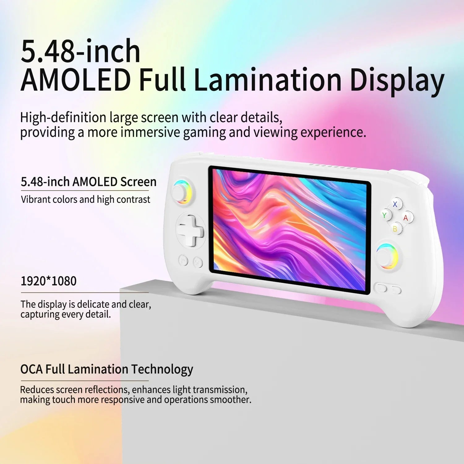 ANBERNIC RG557 Handheld Game Console Dimensity Processor 5.48" AMOLED Screen Android14 Capacitive Joystick DP Output Cooling Fan