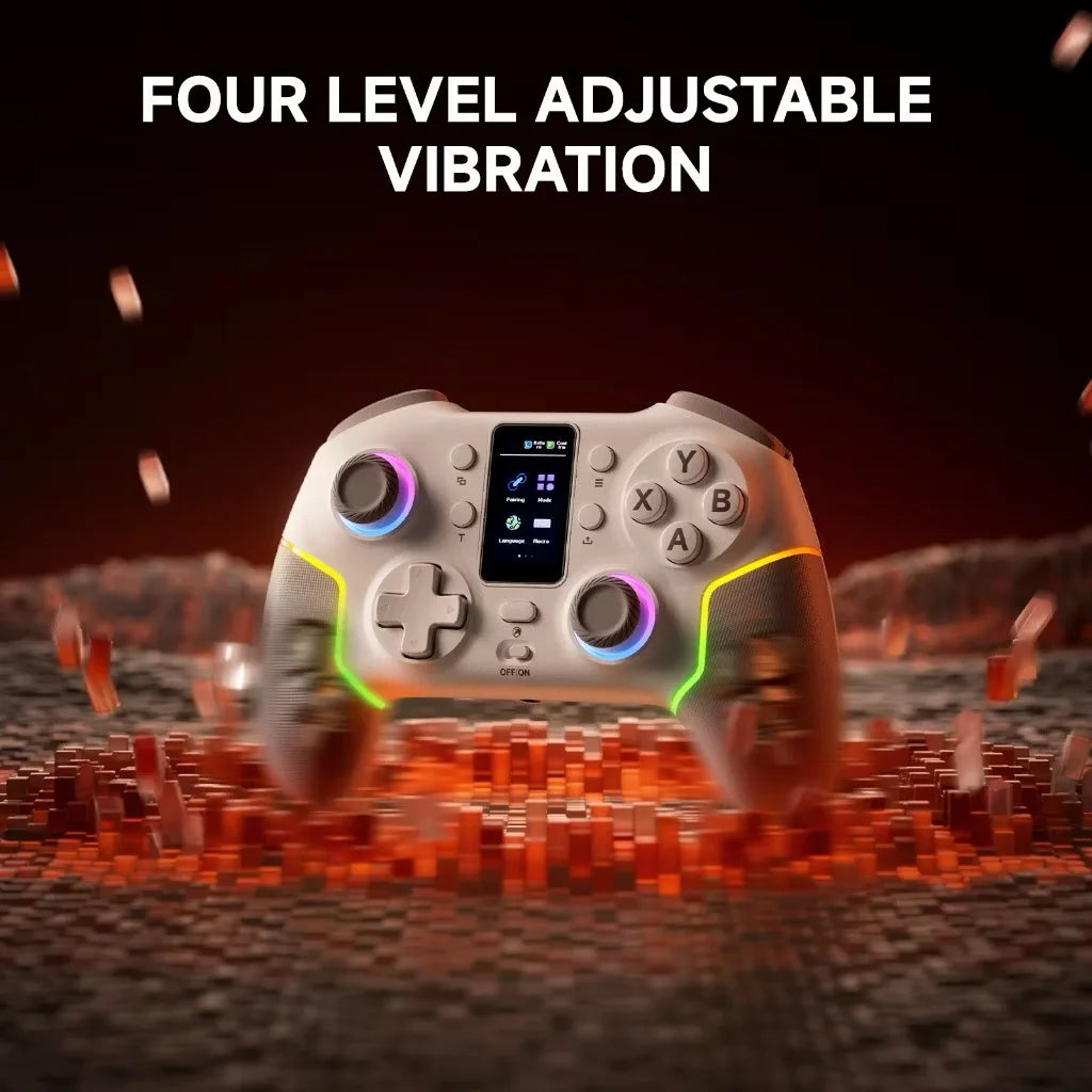 STK-7052 Bluetooth wireless Hall joystick game controller for Switch Android IOS PC six axis vibration suitable RGB lighting ﻿