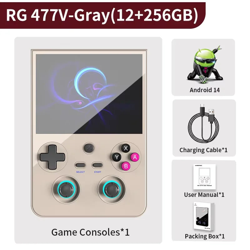 ANBERNIC RG477V Portable Game Console Android 14 12GB RAM 256GB 4.7" LTPS DSP WiFi BT HDMI Dimensity 8300 RG 477V PS2/PSP Games