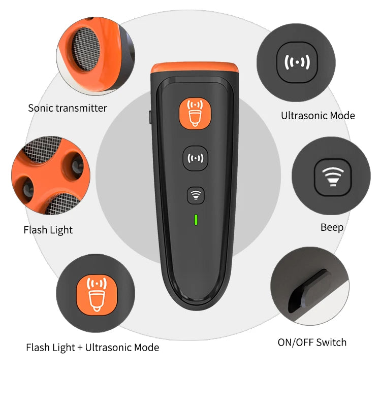 Electric Handheld Anti-barking Tool Stop Barking Ultrasonic LED Dog Training Device Waterproof Dog Trainer