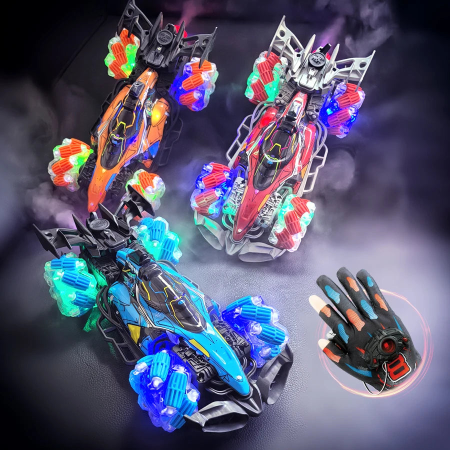 Colorful lights spray stunt racing 4WD shift 2.4G wireless gesture induction racing race remote control toy car
