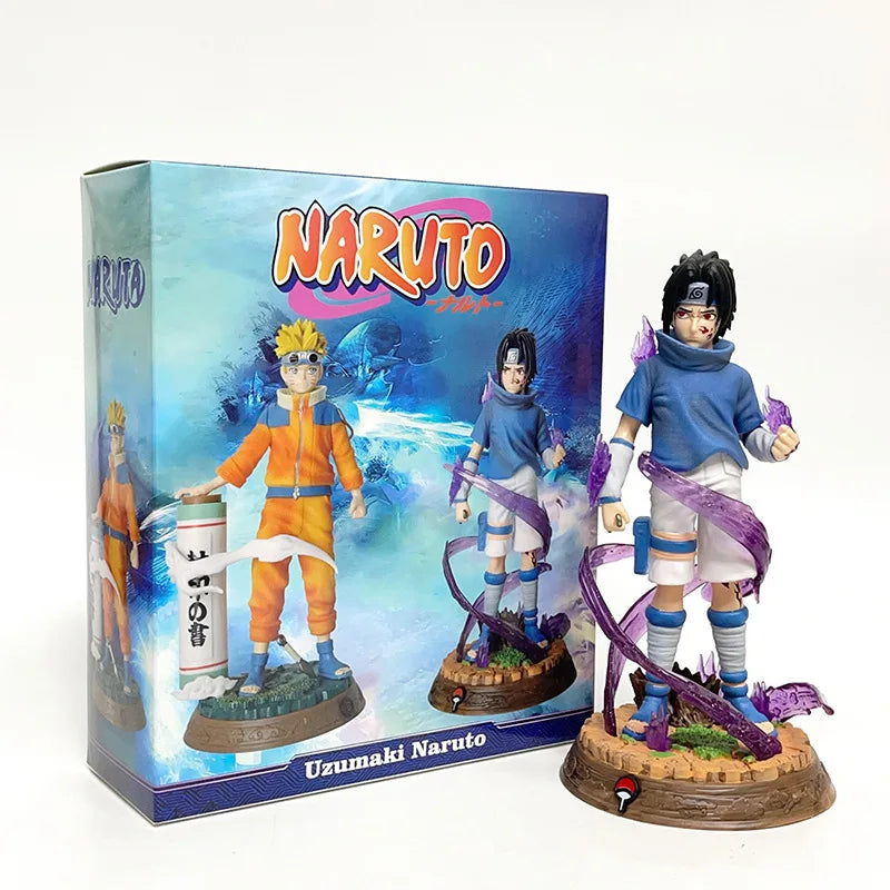 12CM Anime Naruto Uzumaki Sasuke Figure Vibration Stars Fighting Pose Model Toy Doll Aciton Figure PVC Ornament Collection