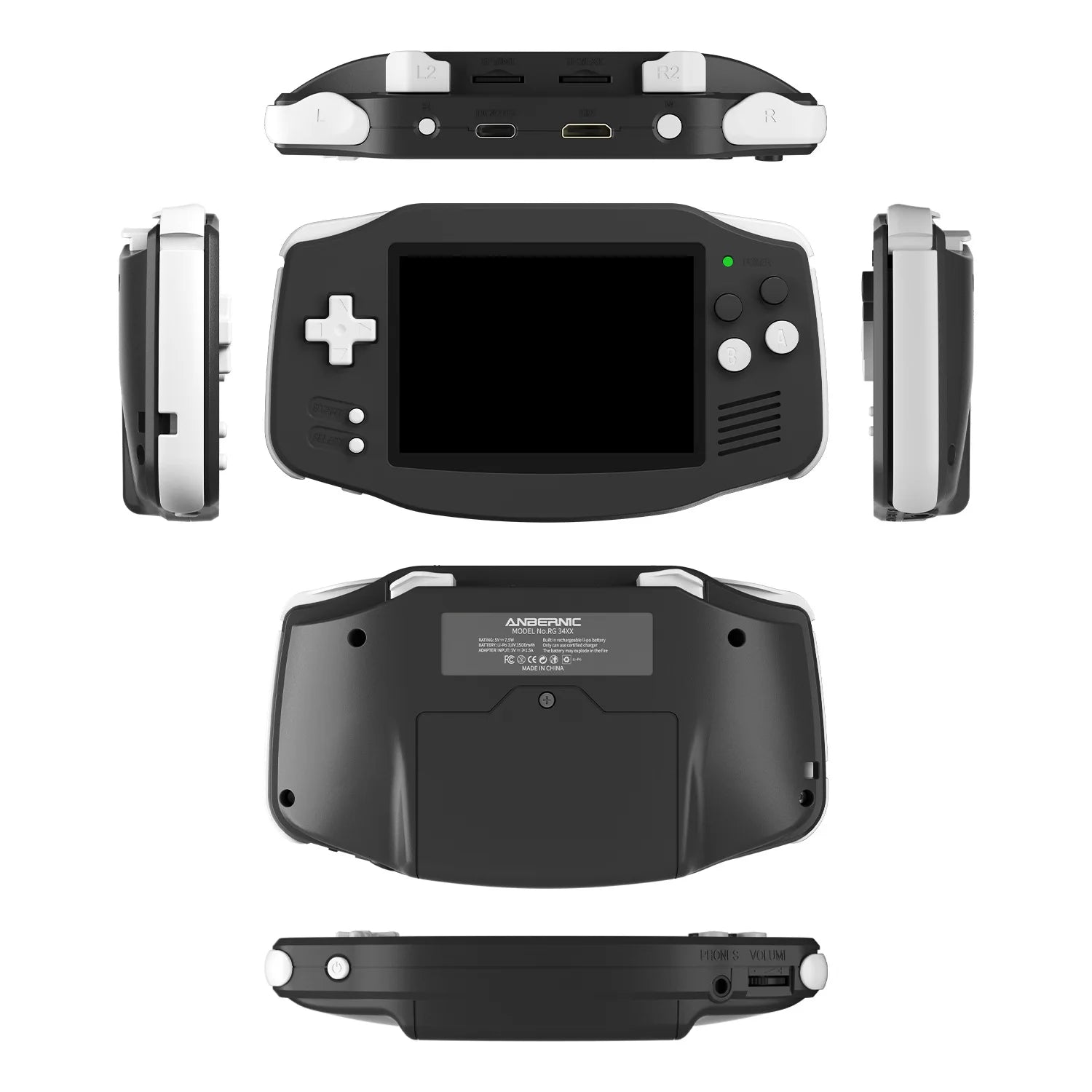 Anbernic Rg 34xx Tragbare Retro-Handheld-Konsole 3,4-Zoll-IPS Vollansicht GBA Nostalgic