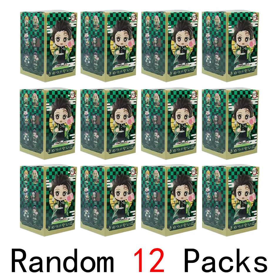 Anime 6Pcs/Set Q Version Demon Slayer Figurine  Boxed Model Ornament Accessory Cartoon Movability Kits Mascot Kid Toy Gift