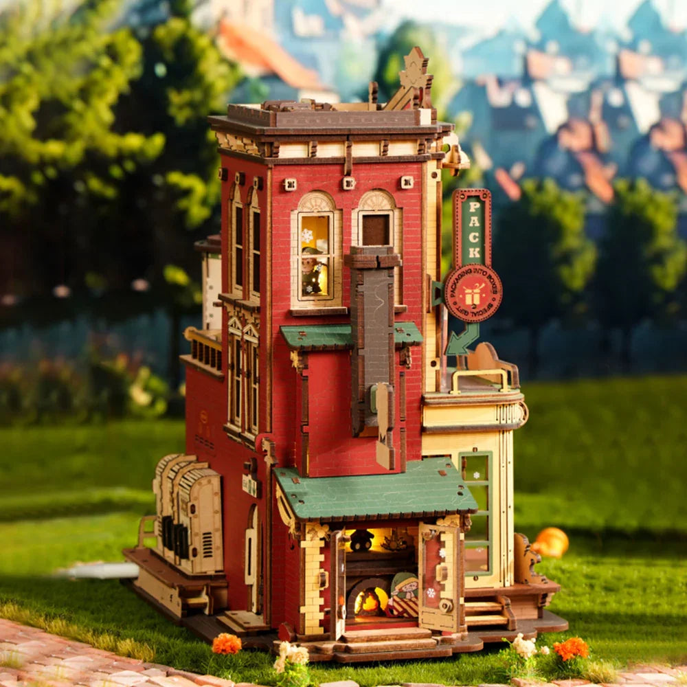 Robotime Rokr Dream Gift Factory 3D-Holzpuzzles, Holzspieluhr, Weihnachts-Holzmodellbausätze, Bauen Sie die besten Geschenke für Kinder und Erwachsene