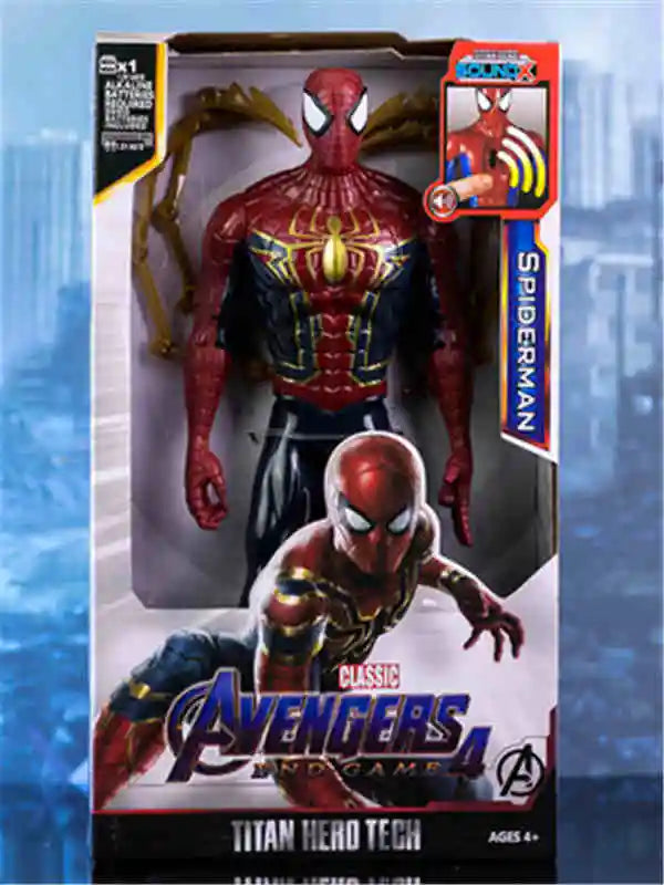 High Quality 30cm Marvel Avenger Toy Thanos Spiderman Iron Man Captain America Thor Black Panther Sound And Light Holiday Gifts