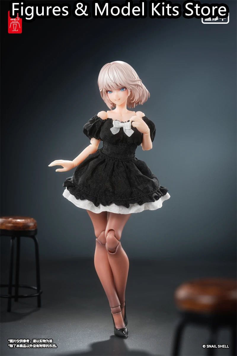 【Pre-Sale】 Snail Shell Black Silk Bubble-Sleeve Dress 1/10 1/12 Action Model Collectible Figure Toys