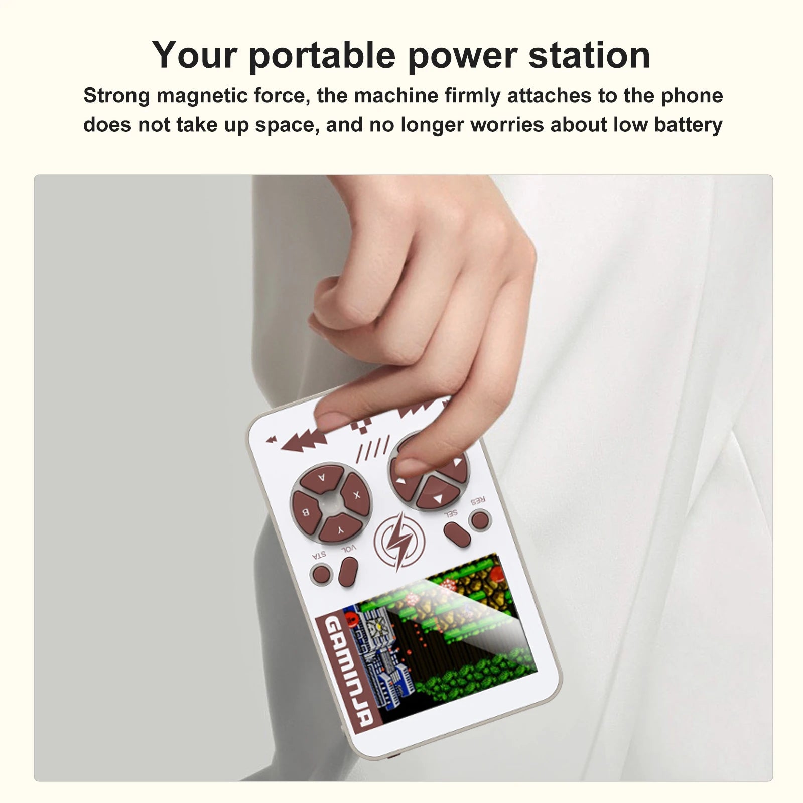 GAMINJA PB05 Mini Handheld Game Console Built-in 400 Games 5000mAh Battery Wireless Magnetic Power Bank Portable Game Console