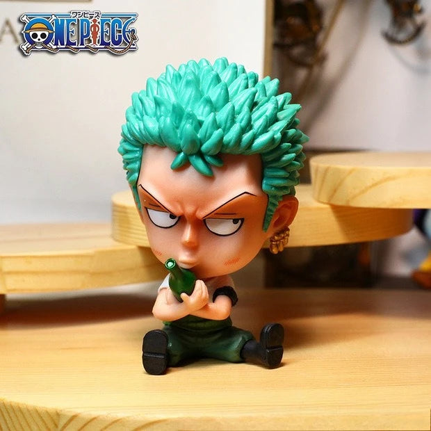 One Piece Chibi Big Head Statues - Luffy Zoro Sanji Nami Boa Hancock - Dashboard Ornaments, PC Case Decor, Collectible Figurines