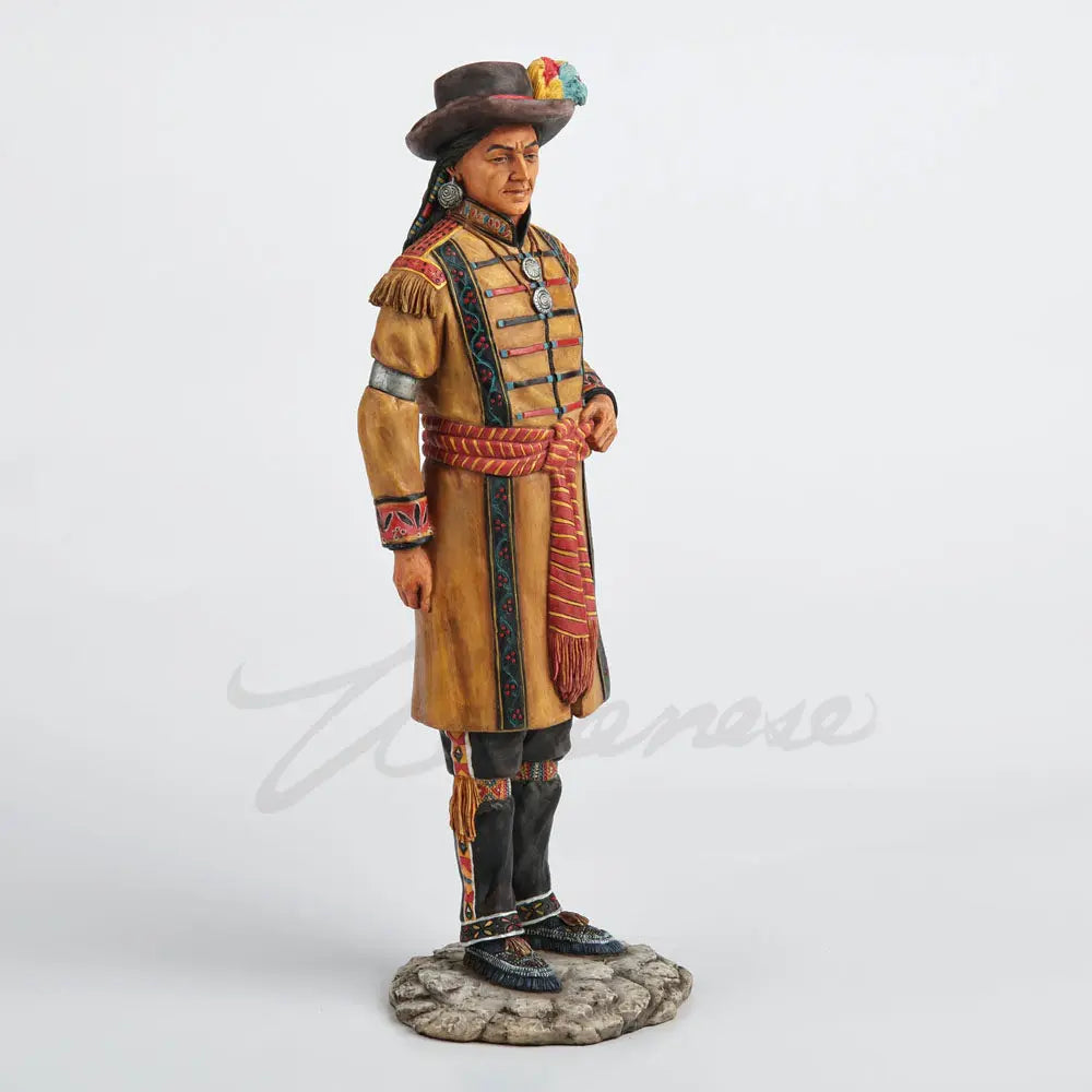 Native American Indian Tribal Leader Statue Hand Painted Resin Figurine Ethnic Chief Sculpture Home Office Decor Collection Gift