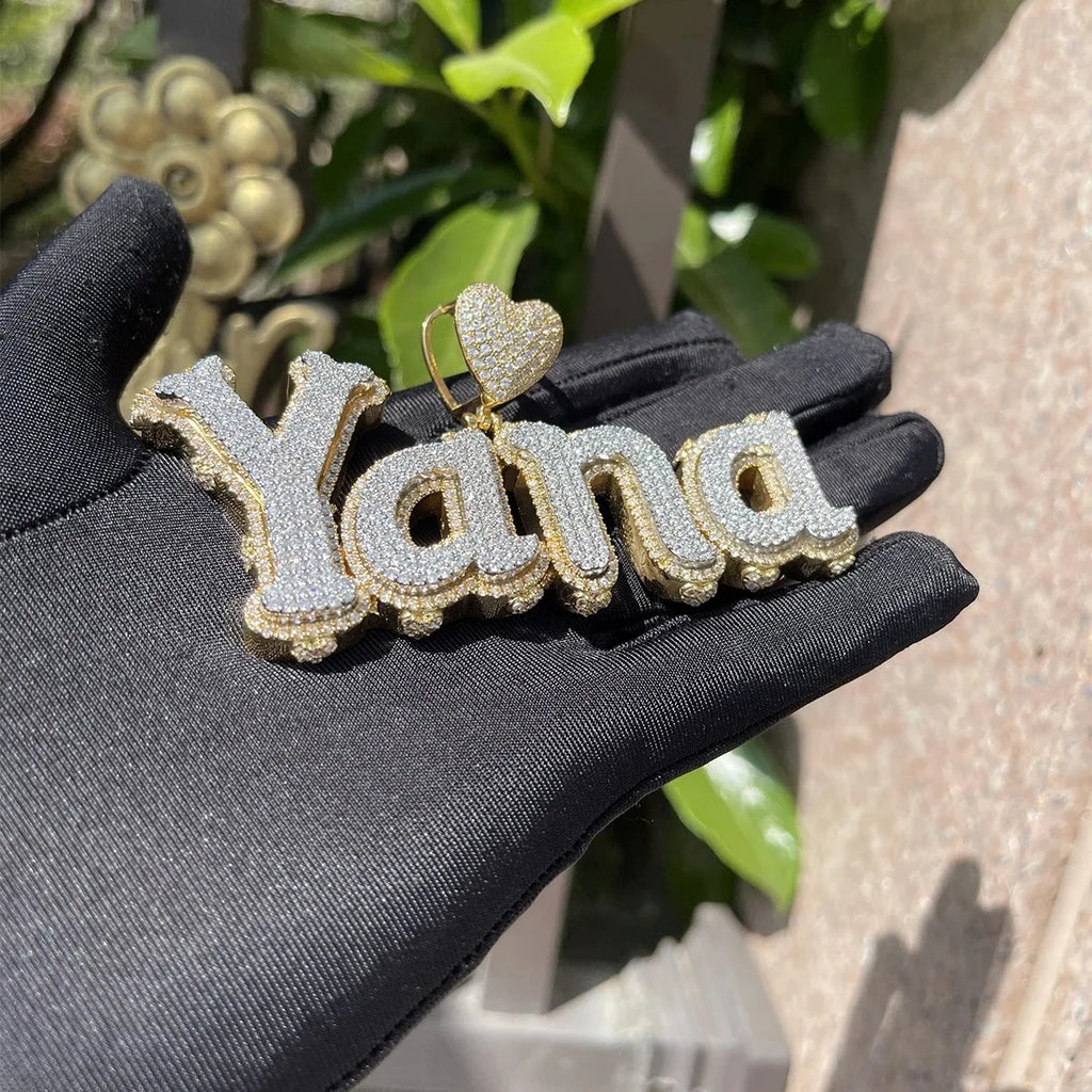 Customized Letters love bail Iced Out Pendant Necklaces For Men Women Bling Zircon Hip Hop Jewelry Free Shipping