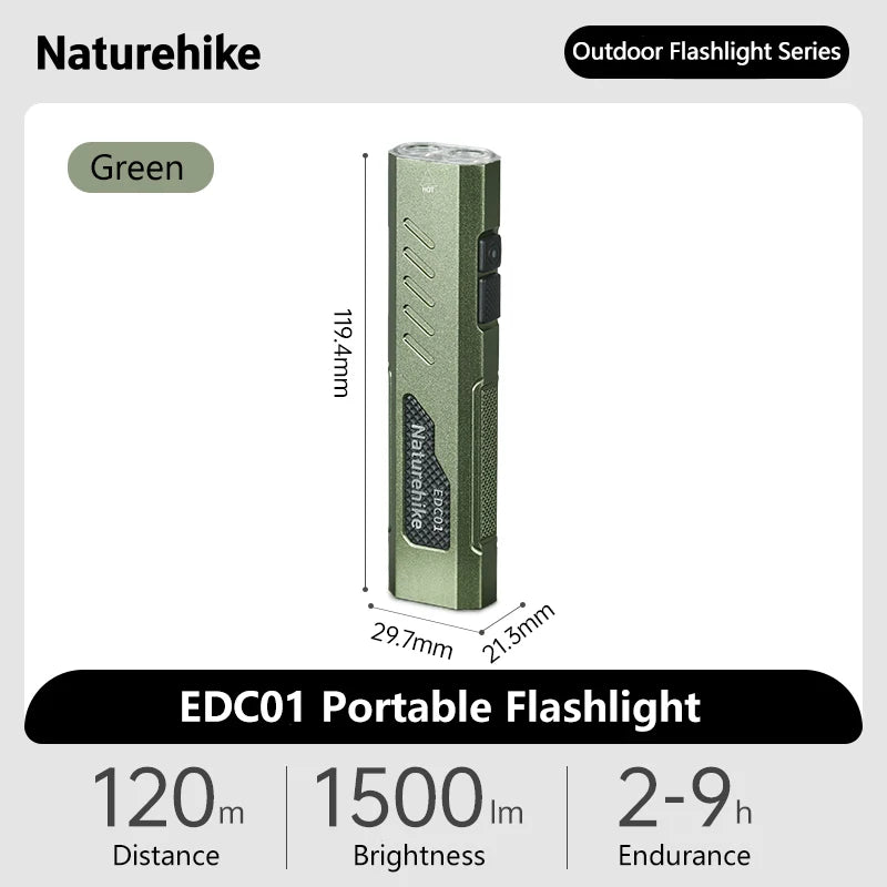 Фенерче Naturehike EDC01, преносимо, за външен туризъм и планинарство, ултраярко, презареждащо се, малко, мини домакинско фенерче