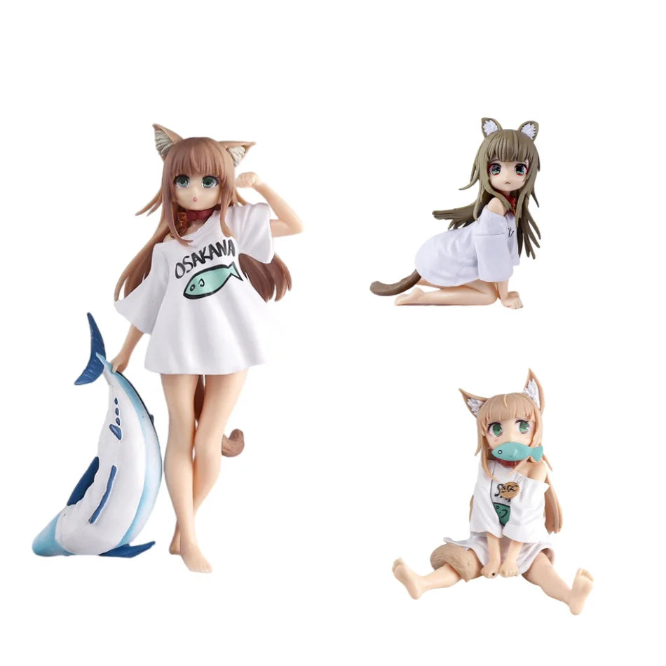 19cm Cute My Cat Is A Cute Girl High School D×D Anime Catgirl Action Figures Fashion Girl Figurine PVC Collection Model Doll Toy