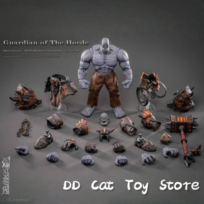 In Stock 1/10 Guardian Of The Horde Mithril Action No.05  Magma Forgemaster 7inch Action Figure Grey Knight Soldier Model Gift