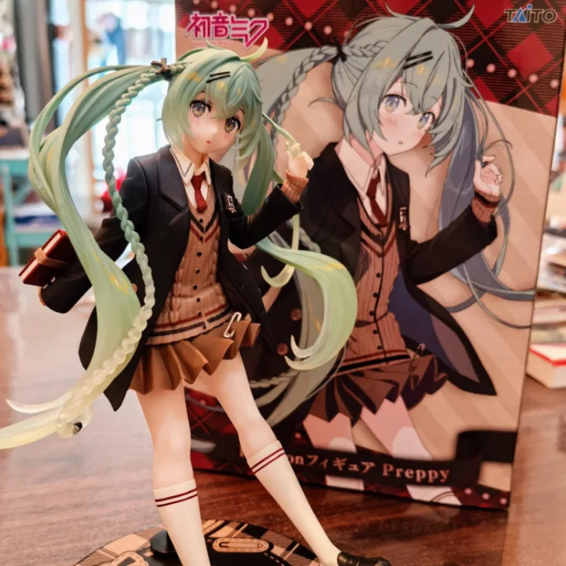 Оригинална фигурка Taito Hatsune Miku Preppy Ver Anime, модна Kawaii, колекционерска фигурка, гаражен комплект, играчка, подарък за рожден ден