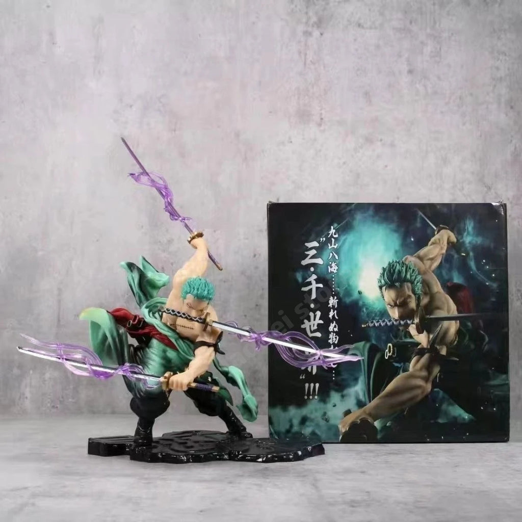 Hot One Piece  Anime Figure GK Roronoa Zoro Three-blade Sa-maximum Manga Anime Statue Action Figure Collection Model Kid Toy