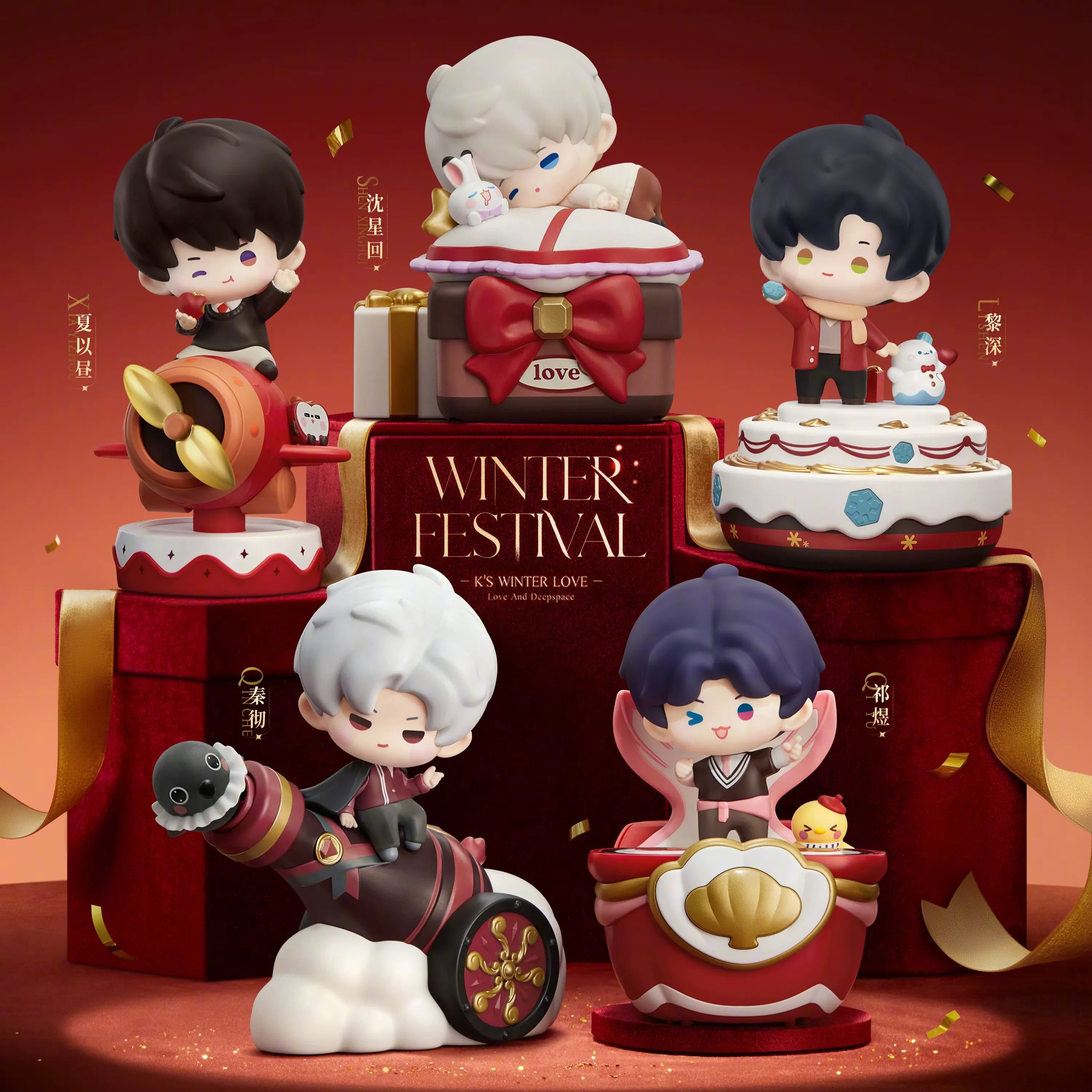 New Genuine Love And Deepspace Xavier Zayne Rafayel Sylus Caleb Q Version Anime Figure Mdoel Desktop Decoration Toy Gifts