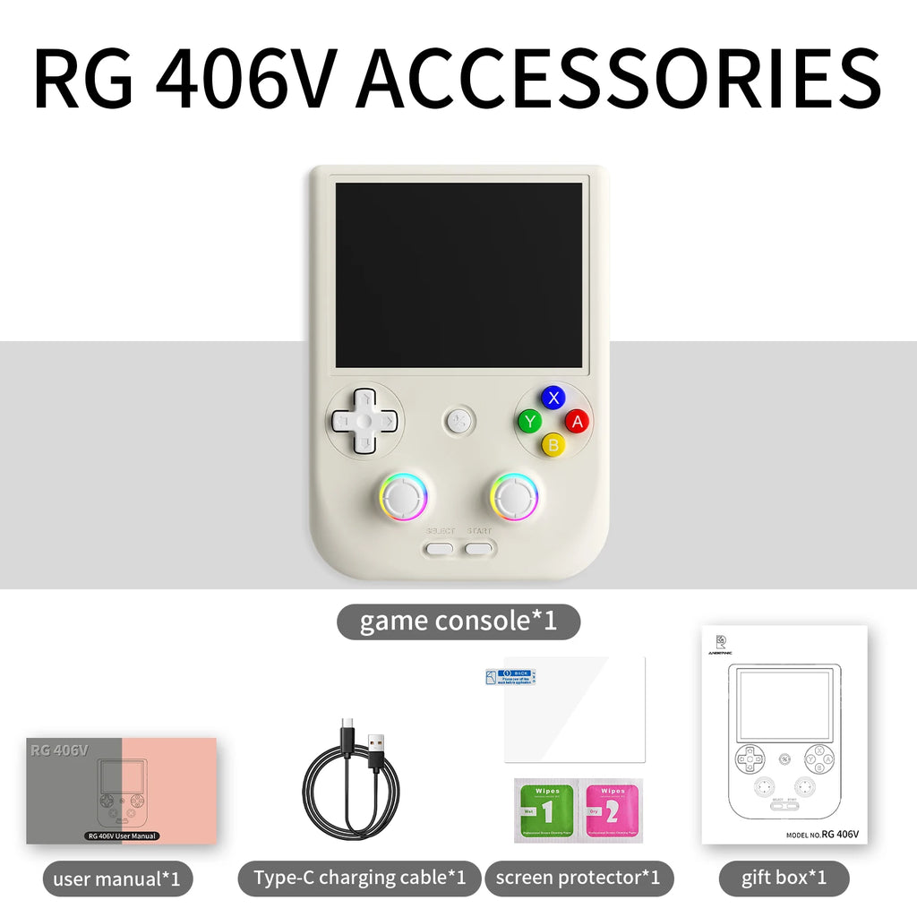 ANBERNIC RG406V Portable Game Console 4’’ IPS Touch Screen Android 13 Unisoc T820 64-bit Game Player 5500mAh RGB lighting