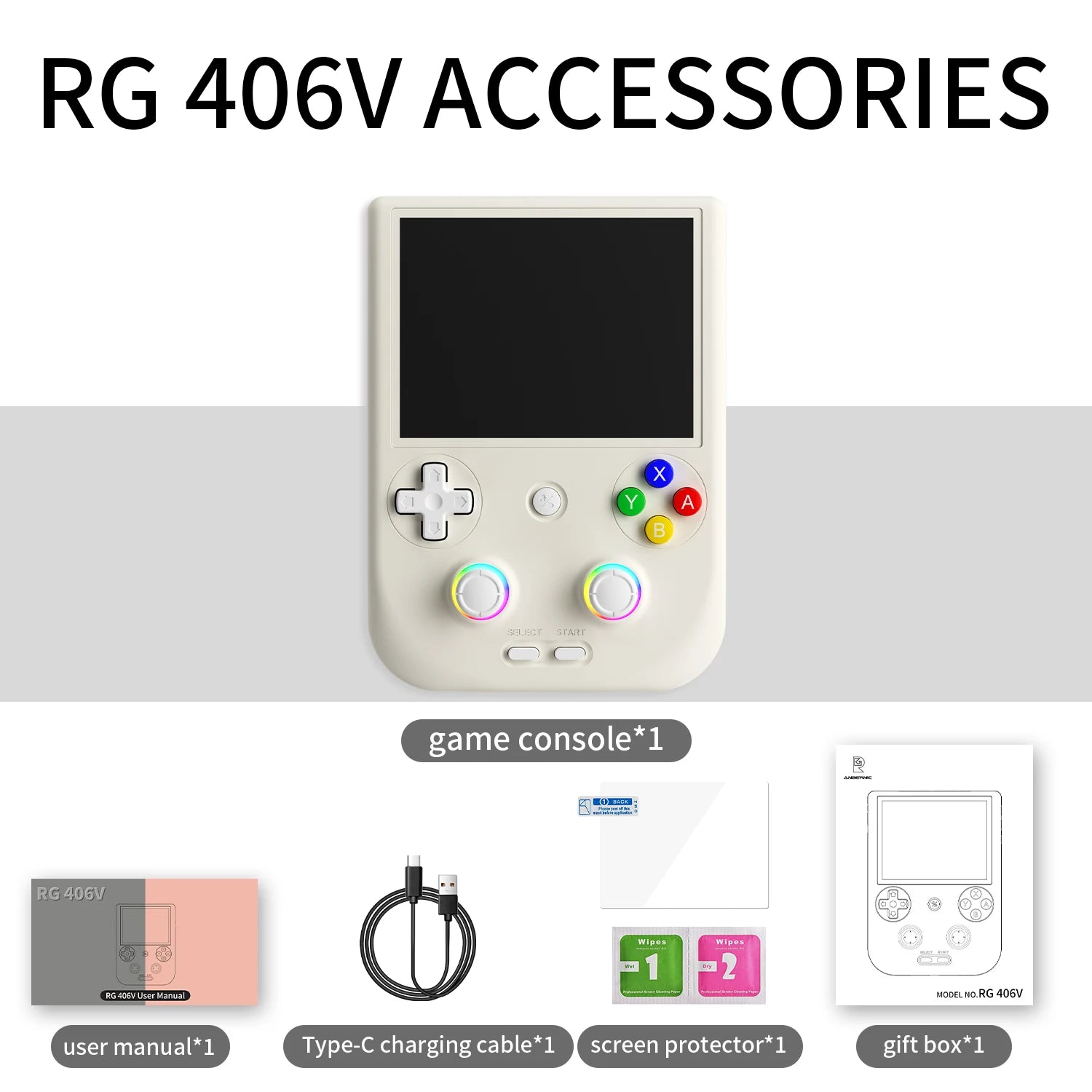 ANBERNIC RG406V Portable Game Console 4’’ IPS Touch Screen Android 13 Unisoc T820 64-bit Game Player 5500mAh RGB lighting