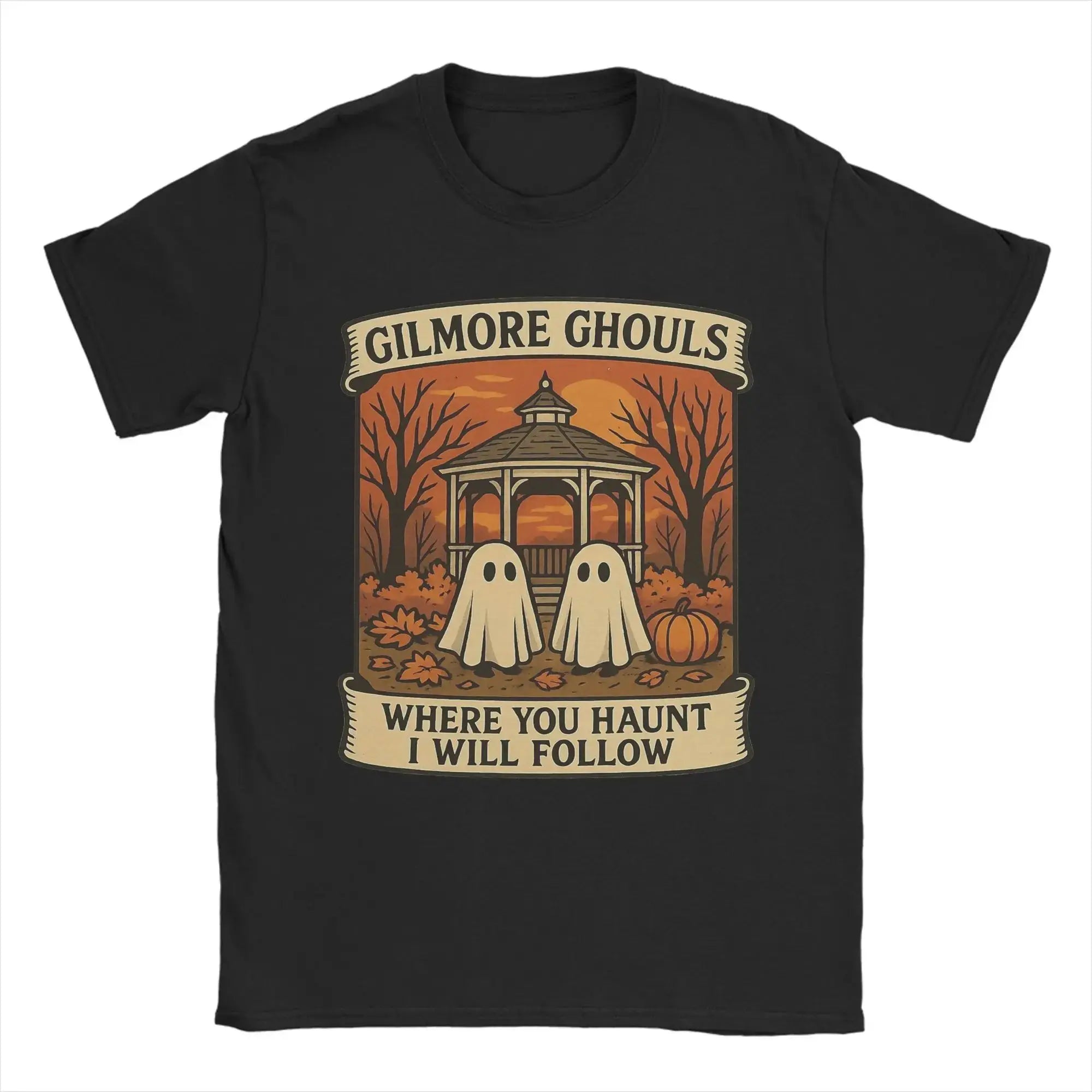 Loween Skeleton Trump Pumpkin Ghost Funny T-irt Damen Ciwalk PU Leder Neun Sve Rund Ne Cleanfit Sle