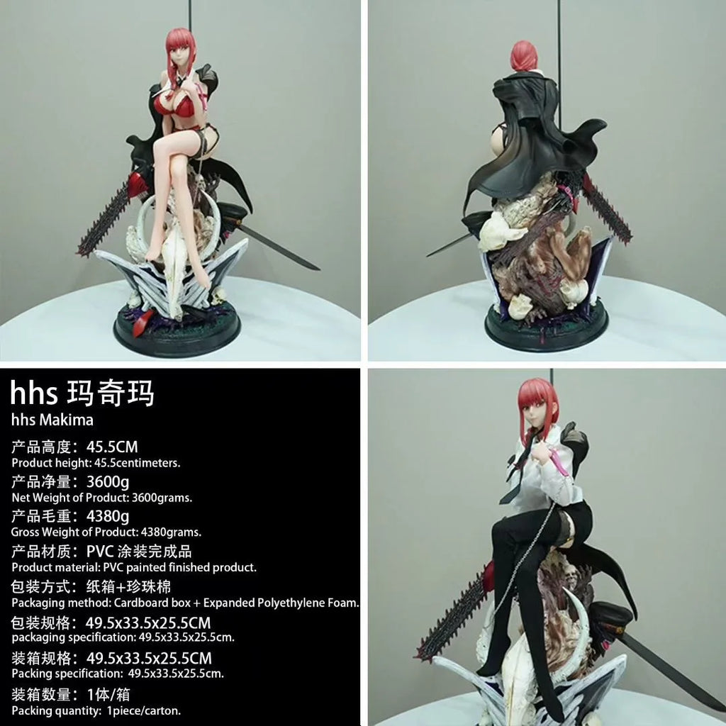 46cm/18.11in Anime Chainsaw Man Figure Makima Action Figures Pvc Statue Desktop Ornamen Collection Model Toys Gifts
