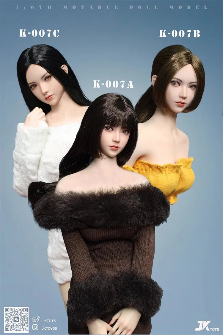 JKTOYS K-007 1/6 Soldier Asian Beauty Milly Head Carving Movable Eyes Fit 12'' Action Figure Doll Model Toys In Stock