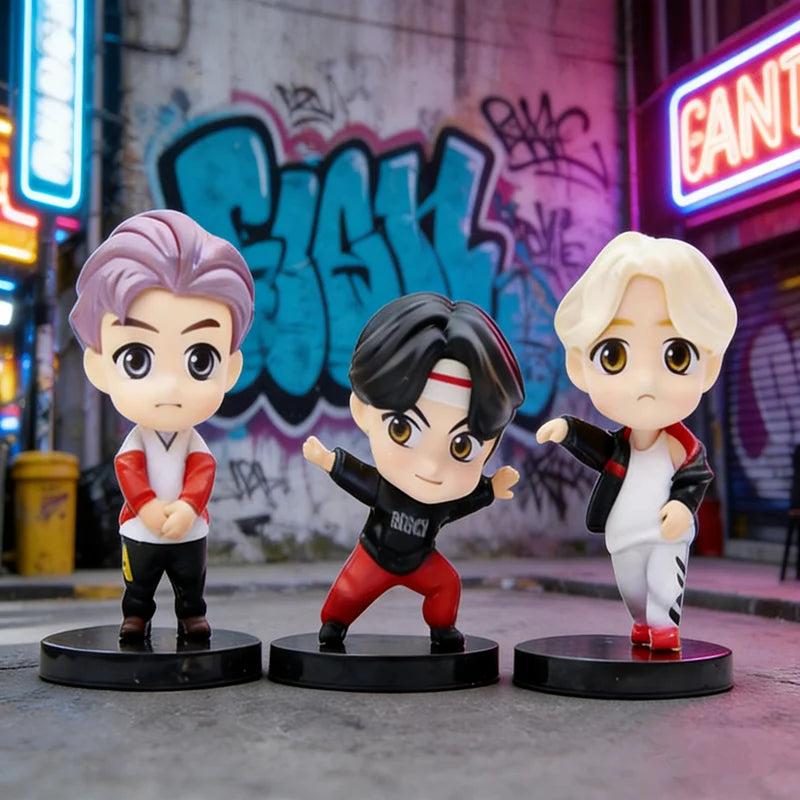Bangtan Boys 7pcs/set Action Figures Doll Model Toy Rm Jin Suga Jhope Jimin V Jungkook Star Idol Cute Army Gift for Kids