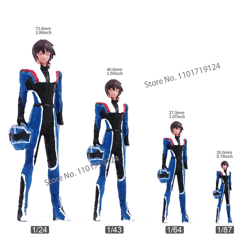 Miniatures 1/24 1/64 1/43 1/87 Anime Fighter Boy Girl Figure Diorama Street Scene Sand Table Prop Model For Car Vehicle