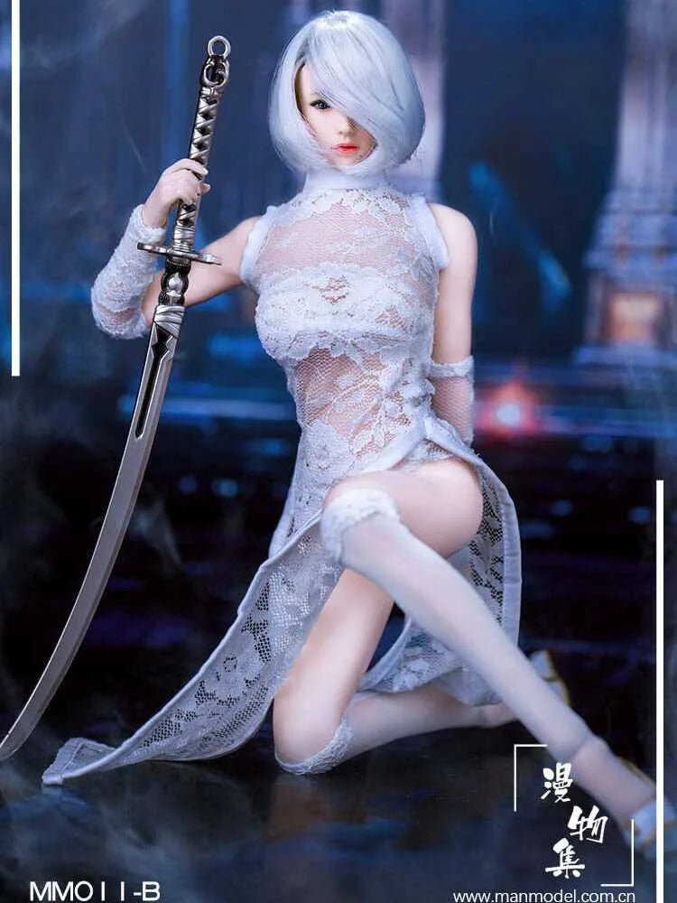 MM011 1/6 Scale 2B Sister Cheongsam Lace Dress Lingeries Stocking Clothes Model For 12'' Female Soldier Action Figure Body Dolls