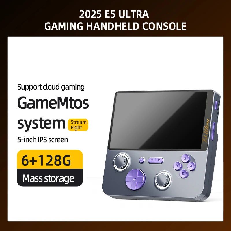 NEW GAMEMT E5 Ultra Handheld Game Console 5" 1280*720 60Hz IPS Touch Screen 5000mAh Hall-Effect Joystick Portable Android System
