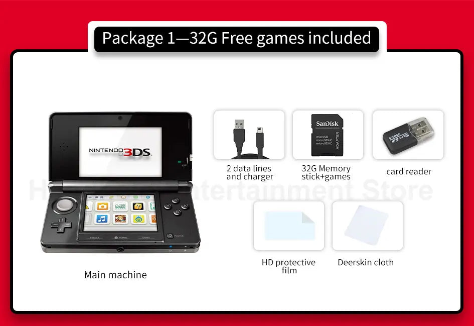 Original 3DS 3DSXL 3DSLL Spielkonsole Handheld-Spielkonsole Kostenlose Spiele für Nintendo 3DS Tragen Sie 128 GB mit Tausenden von Spielen
