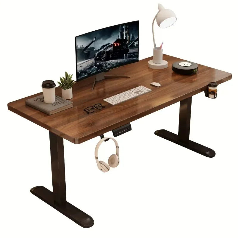 Solid Wood Electric Lifting Table, Intelligent Computer Table, Home Study Desk, Office Desk, Gaming Table, Bedroom Workbench