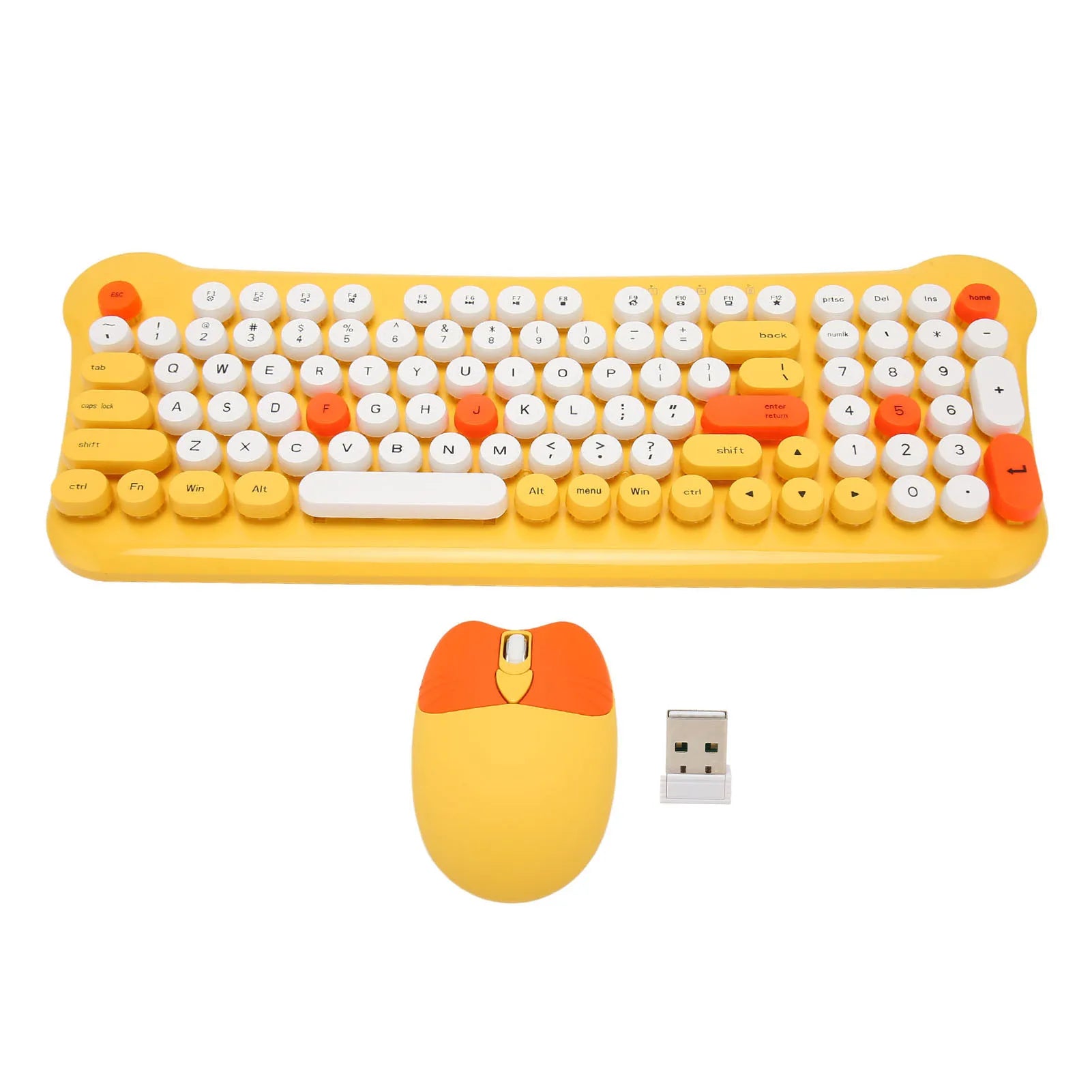 Colorful Keyboard and Mouse Plug and Play Wireless Keyboard and Mouse Set Responsive with Round Keycaps for Laptops PC Desktops