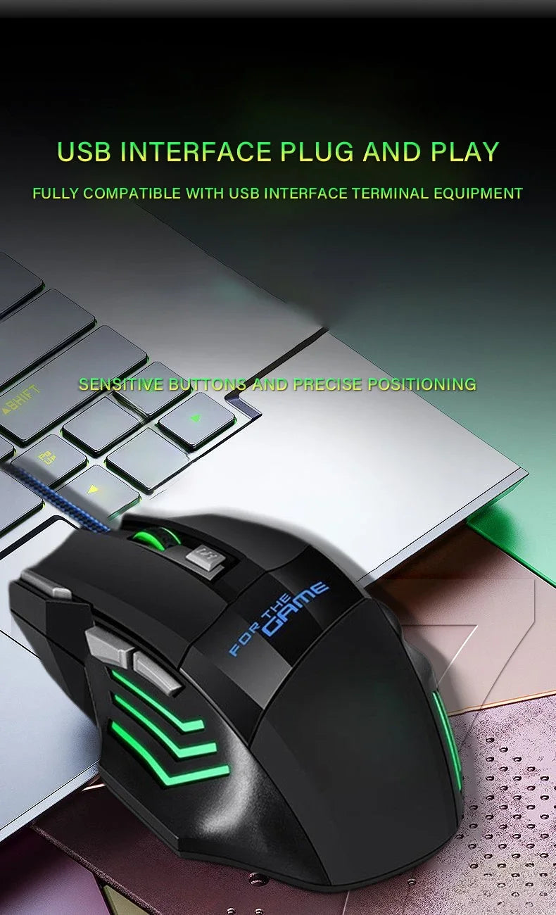 Kabelgebundene Maus mit buntem Atemlicht, geeignet für Notebook-Desktop-Computer, E-Sport-Spiel-Computermaus