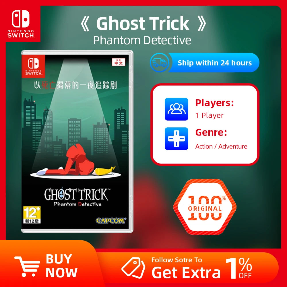 Nintendo Switch Game Deals - Ghost Trick: Phantom Detective - Games Physical Cartridge Support TV Tabletop Handheld Mode