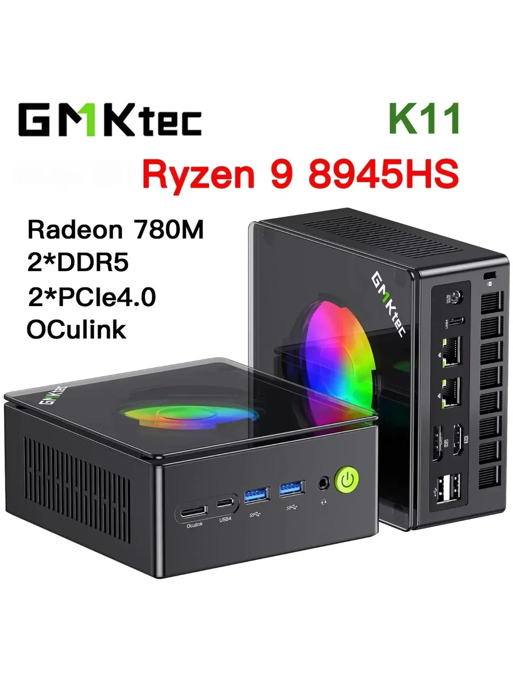 GMKtec K11 Mini PC， Ryzen 9 8945HS, Radeon 780M，Windows 11 Pro, 32GB DDR5，1TB SSD, WIFI6 BT5.2，High-Speed Gaming Desktop