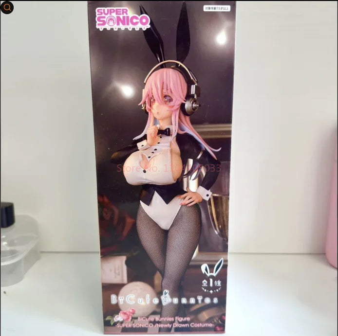 Original Furyu Bicute Bunnies Soniconi Super Sonico Pearl White Ver. Kawaii Action Figure Anime Pvc Model Collectible Gifts Toys