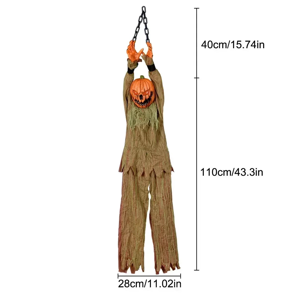 1PC Halloween Hanging Pumpkin Head Decoration with Scary Sounds - Fabric,  for Hanging Decor, Celebrates Halloween, Christmas