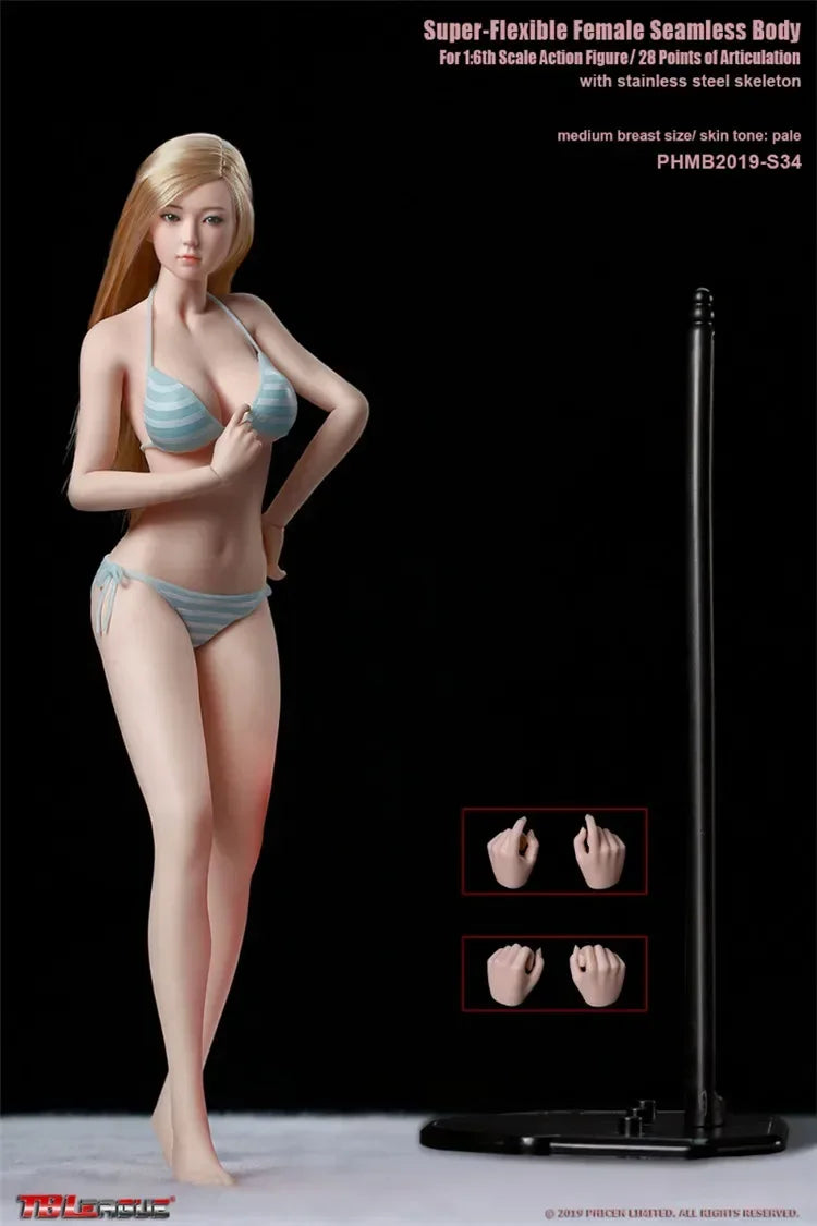 TBLeague S34 S35 S36 S37 1/6 Scale Female Soldier Super Flexible Seamless Body Figure with Head Action Figure Doll