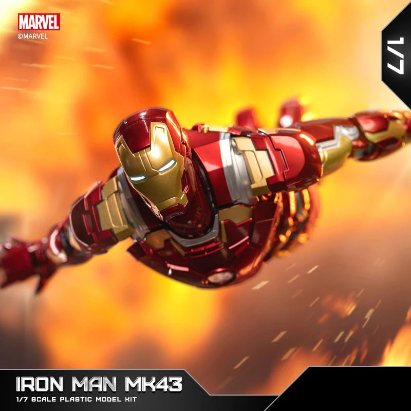 Fondjoy Marvel Iron Man MK43 Assembled Model 10in 1/7 scale Action Figures Reactors can emit light Collect Ornament Boy Toy Gift