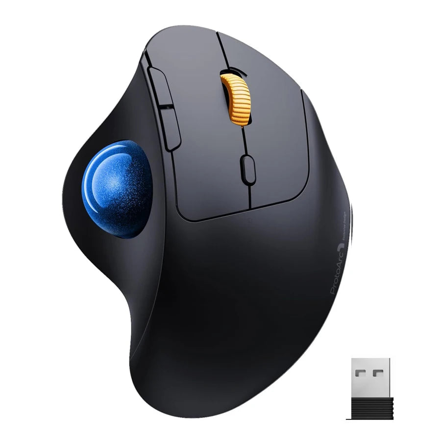 ProtoArc EM04 Trackball-Maus, kabellos, wiederaufladbar, ergonomisch, vertikal, Bluetooth-Mäuse für Computer, PC, iPad, Mac, Windows, Android