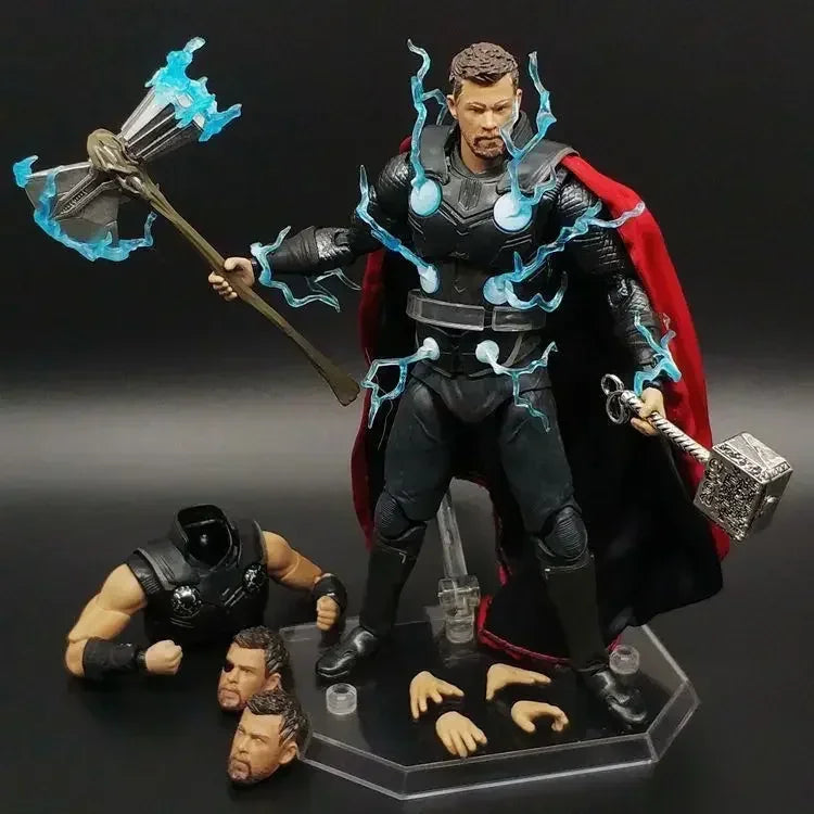 Bandai New Avengers Super Hero Thor Drahtlose Kriegsführung Bewegliche Gelenkwaffe Set Figur Spielzeug Kampfform Handgemachtes Modell Spielzeugpuppe