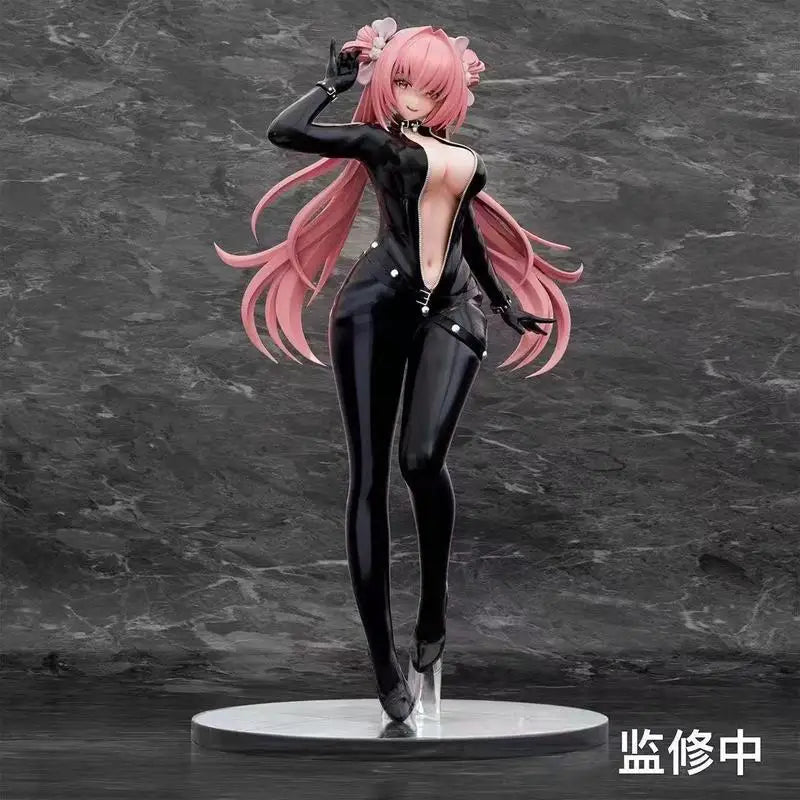Anime Miss Lizzy Agent Figure Black Tight Suit Pink Hair Pvc Statue Smooth Touch Paint Desktop Decor For Anime Fans Wholesale