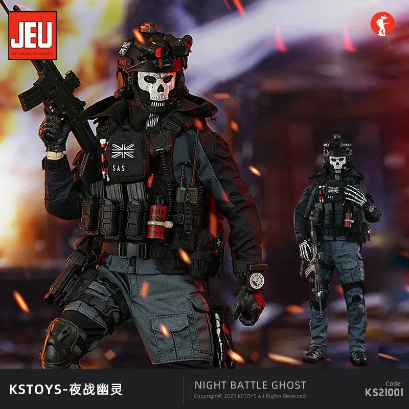 New 1/6 Scale Night Battle Ghost SAS Military Soldier Articulated Action Figure Collectible Model Doll KS21001